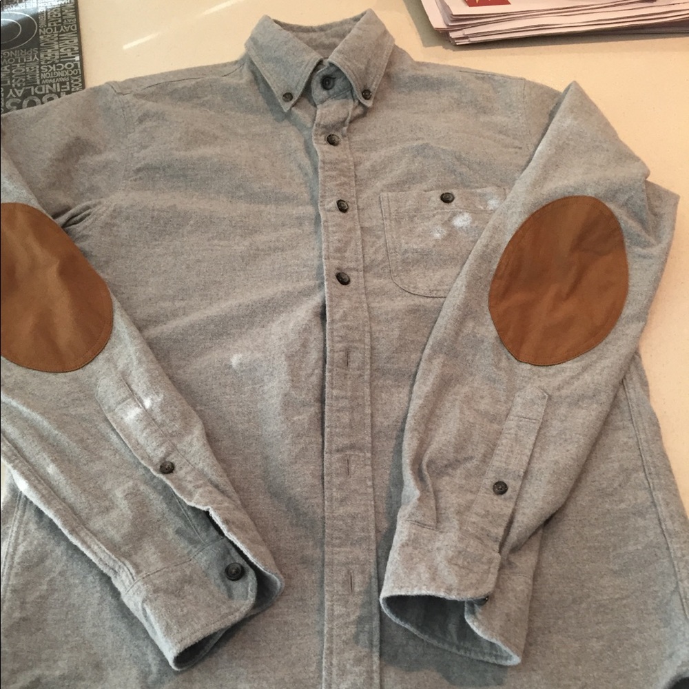 j crew factory button up with sleeve patch (S)